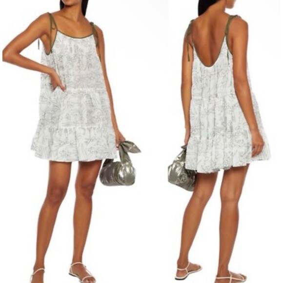 SOLID & STRIPED The Parker Dress Tiered Floral Embroidered Babydoll Mini S NEW - Picture 1 of 5